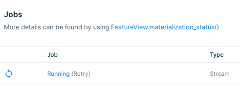 Stream Materialization Job Link